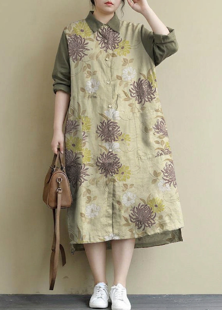 Sienna - Red Linen Shirt Dress Casual Oversize Spring Maxi Dresses - Plus size model