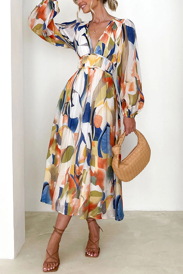Sydney - Eclipse Season Printed Long Sleeve Flowy Maxi Dress
