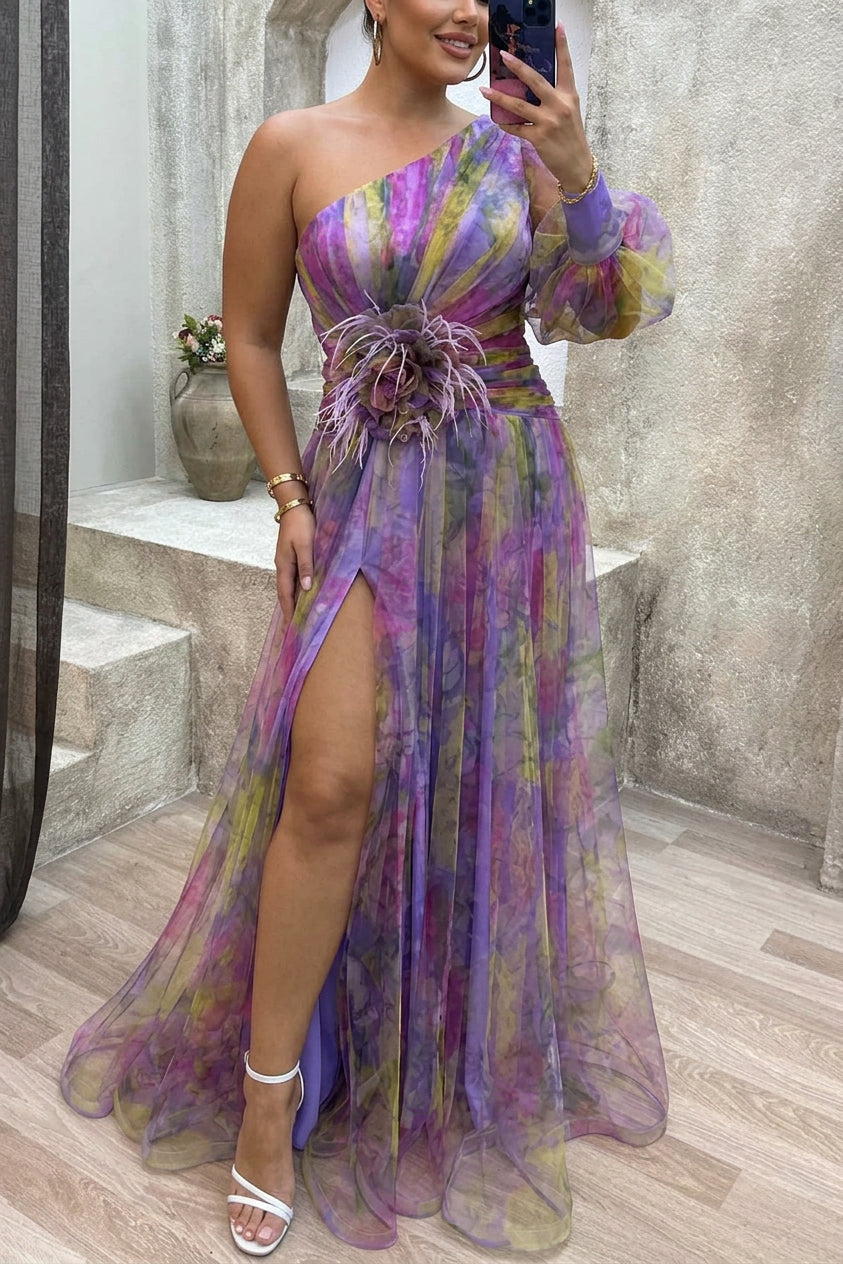 Grace | Summer Escape Beauty Floral Pleated Maxi Dress - Plus size model