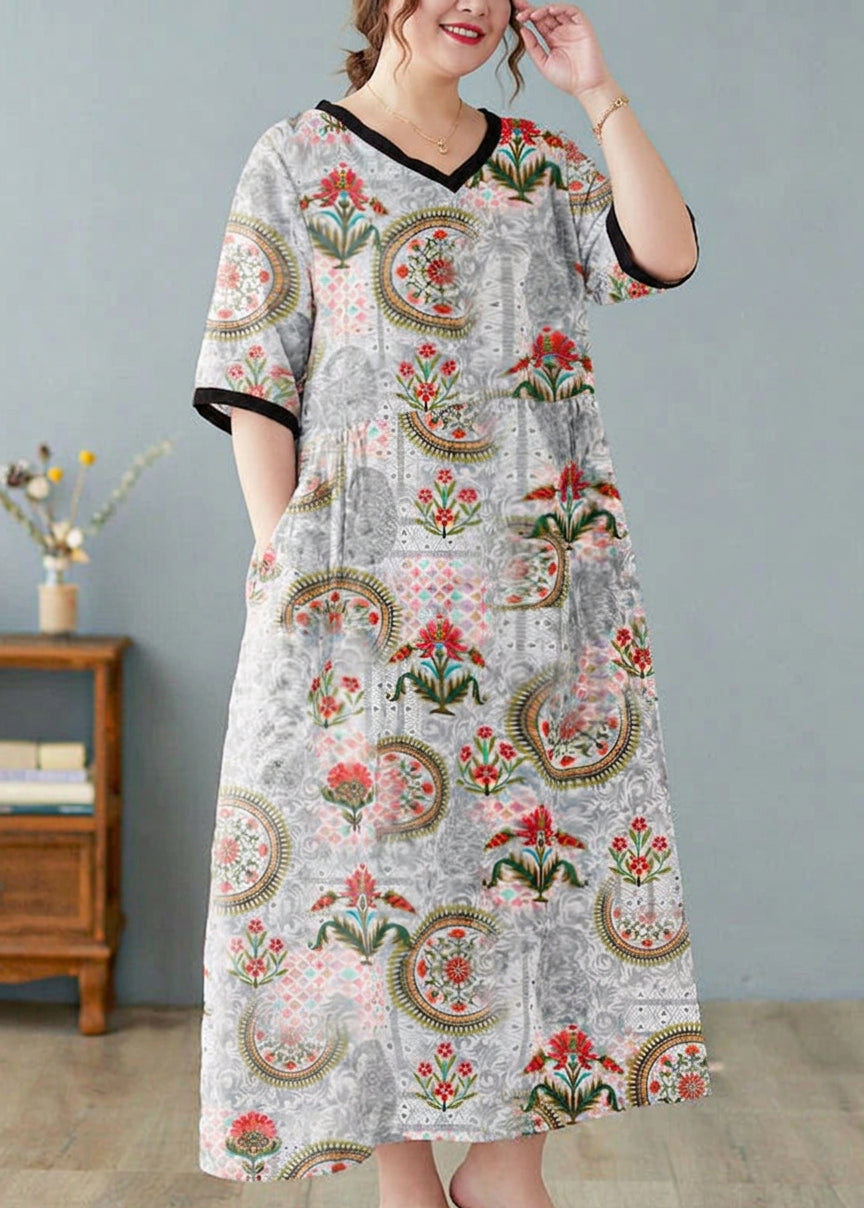 Ava - Linen Dresses Short Sleeve - Plus size model