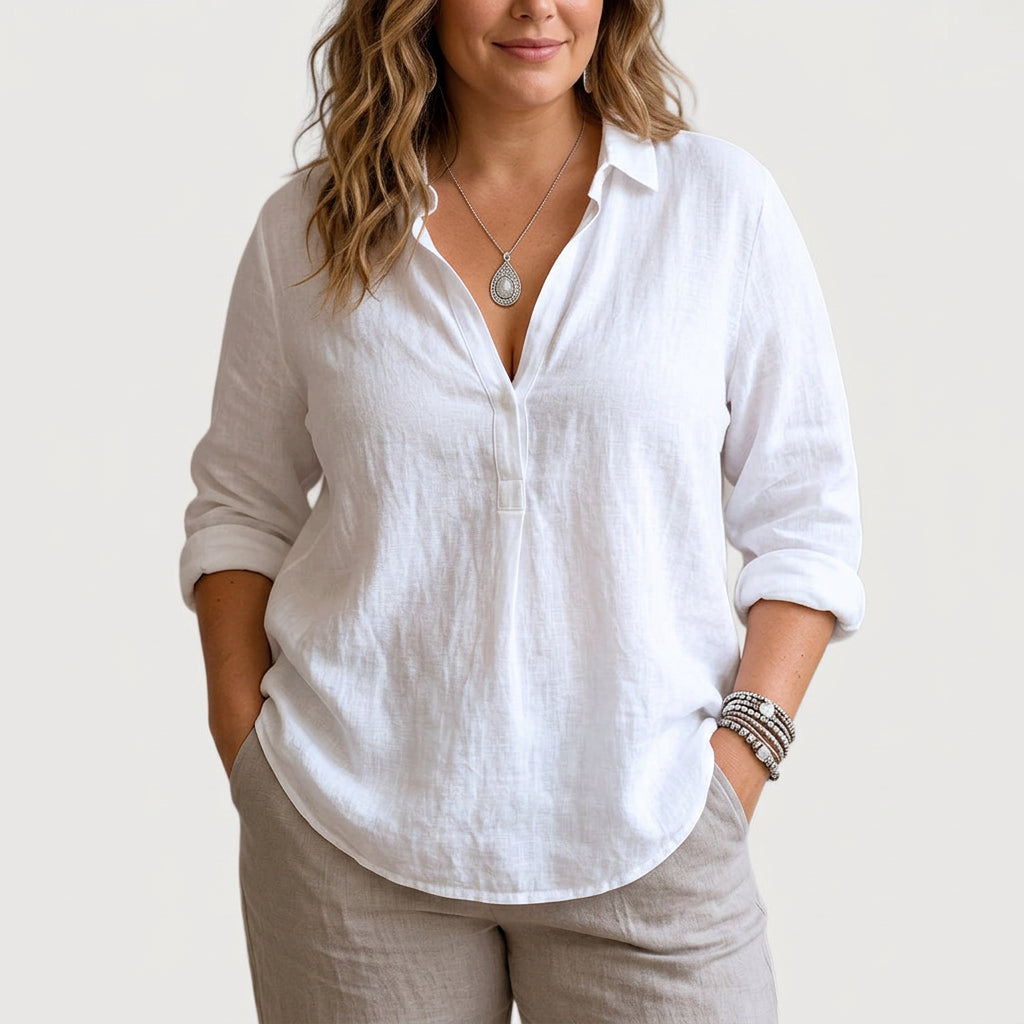 Franzina | Comfortable Linen Blouse - Plus size model