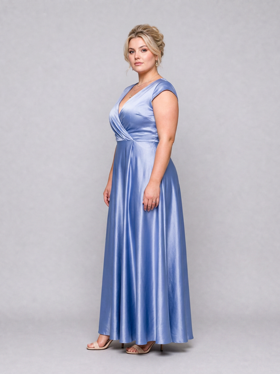 Samouse | Cap Sleeve Wrap Bodice Maxi Dress - Plus size model