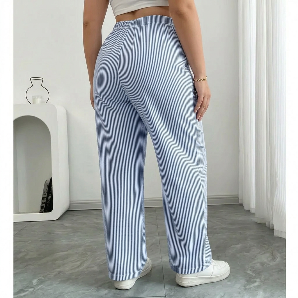 Amber | Striped Pant With Pockets - Plus size model