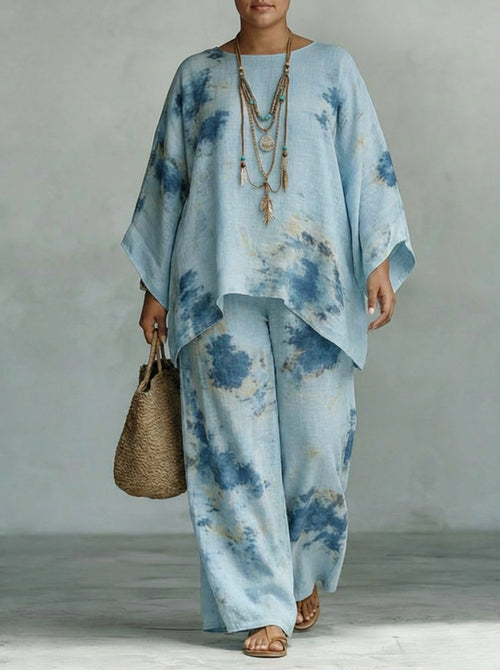Ainsley | Ocean Breeze Flowing Two-Piece Set - Plus size model