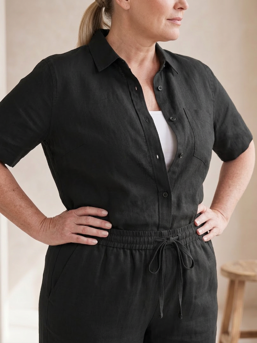 Noor | Long Sleeve Shirt Tapered Pants Set - Plus size model