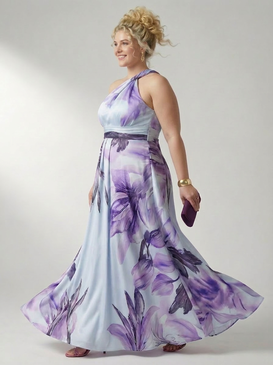 Amiel | Light Floral Maxi Dress - Plus size model