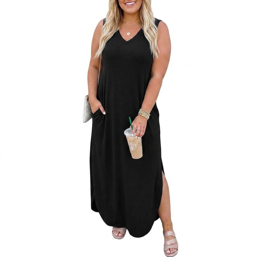 Zahara - Boho Sleeveless Dress - Plus size model