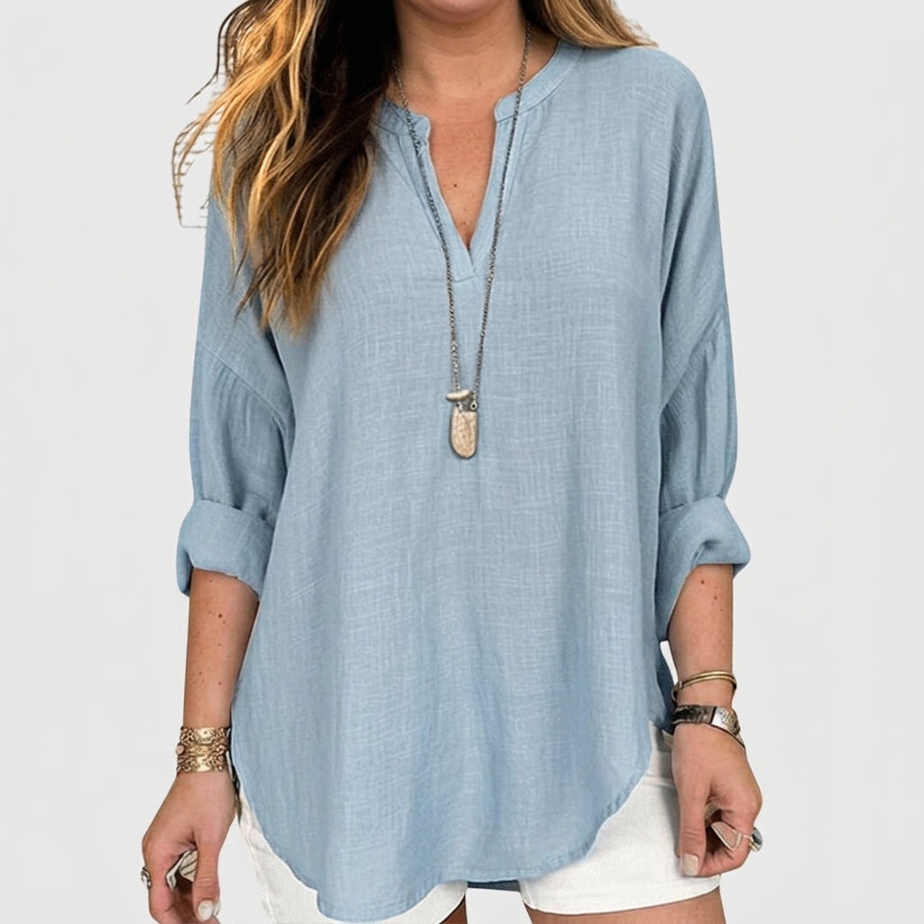 Lenara™ | Flowy Elegant Beach Shirt - Plus size model