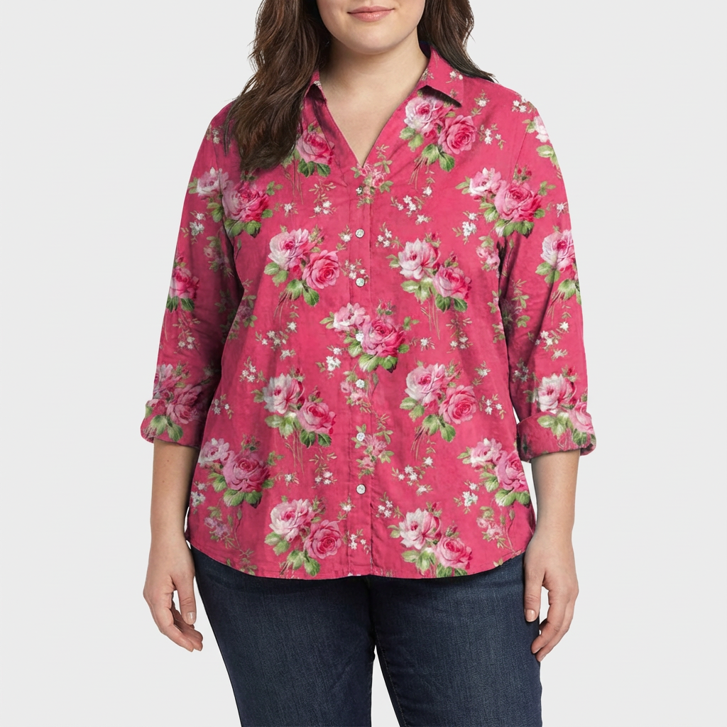 Tara | Elegant Linen Summer Blouse - Plus size model