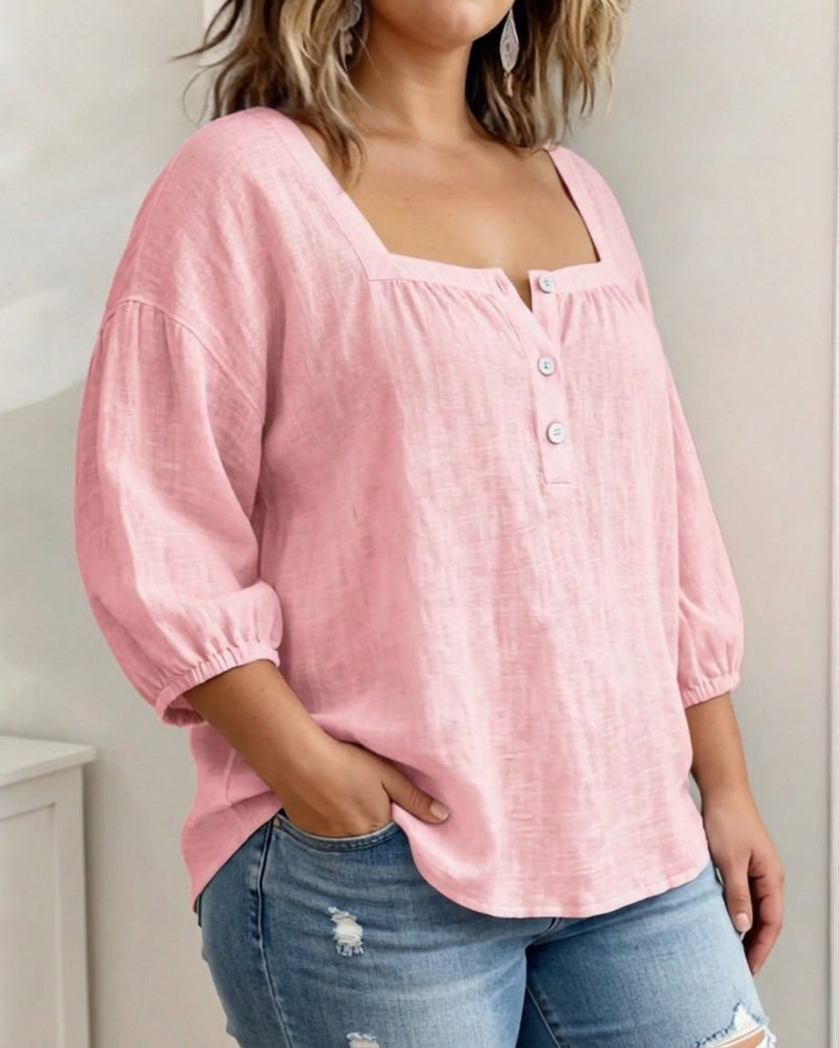 Nina | Puff Sleeve Blouse - Plus size model