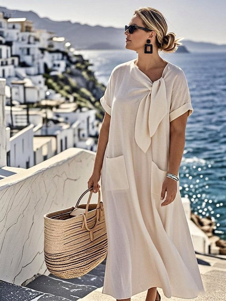 Mireille™ — Flowing Cotton Summer Dress - Plus size model