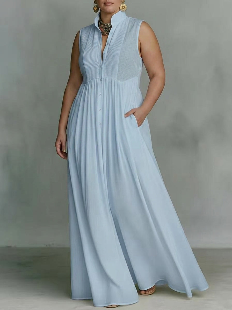 Amélie French Dress: Elegant Ribbon-Tie Charm - Plus size model