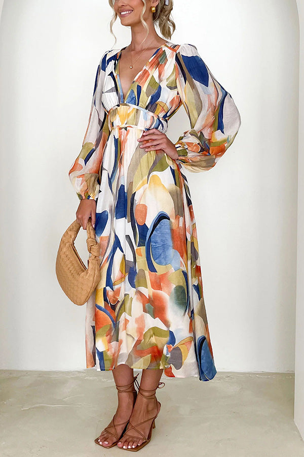 Sydney - Eclipse Season Printed Long Sleeve Flowy Maxi Dress