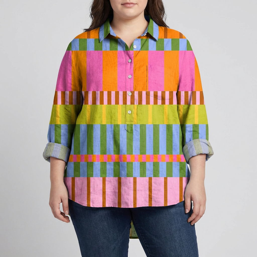 Amber | Elegant Linen Summer Blouse - Plus size model