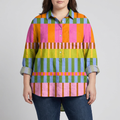 Amber | Elegant Linen Summer Blouse - Plus size model