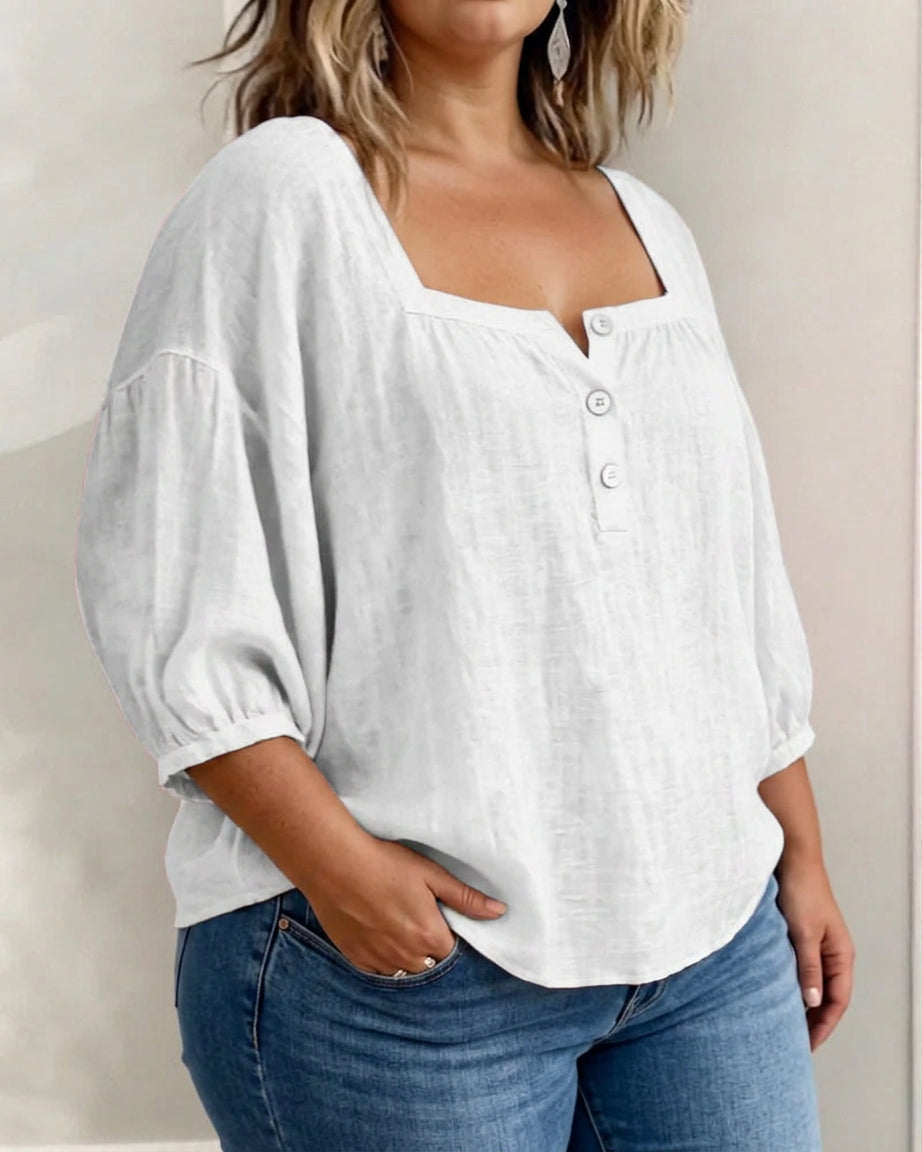 Nina | Puff Sleeve Blouse - Plus size model