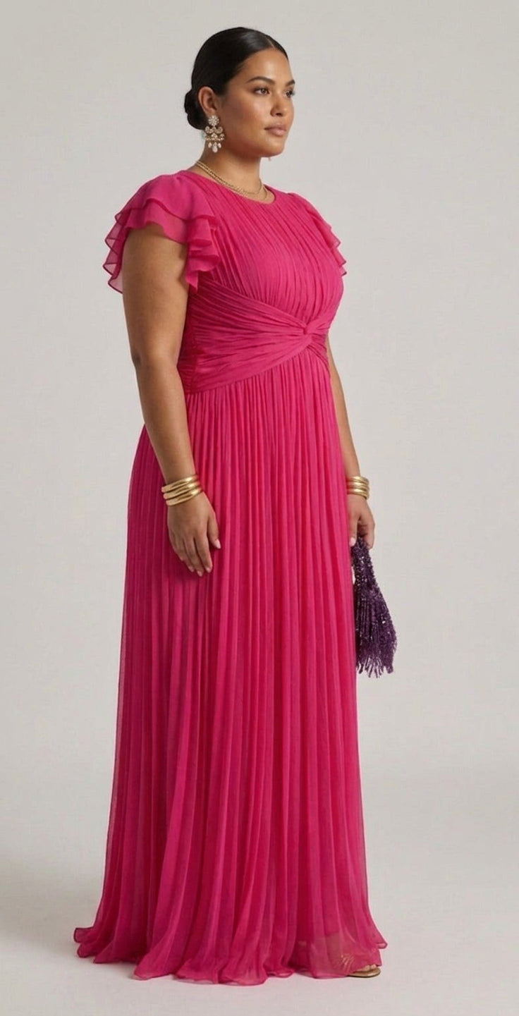 Stella & Grace™ | Pleated Evening Dress - Plus size model