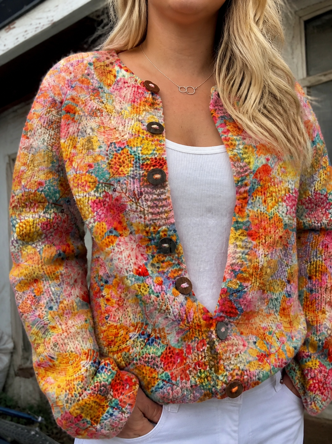 Helena | Vintage Knit Cardigan Sweater - Plus size model