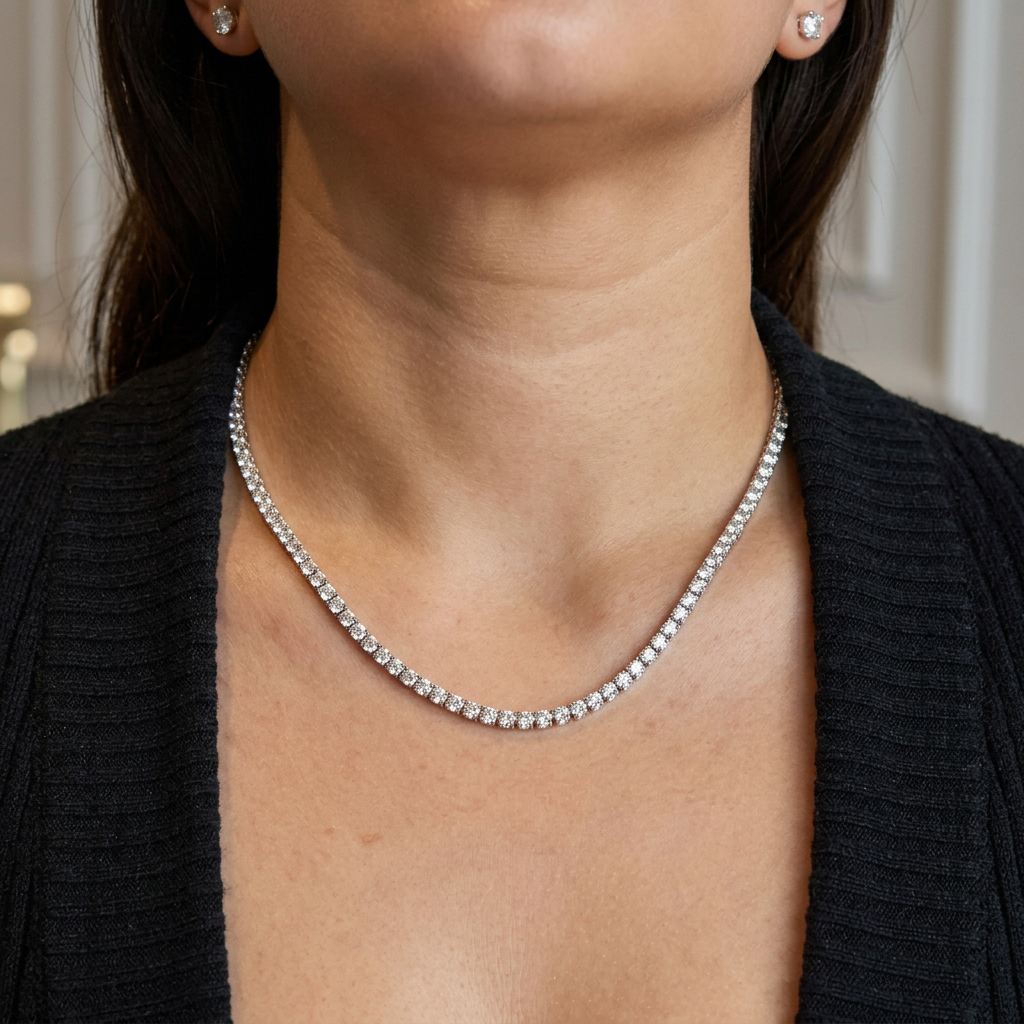 Tennis Necklace | Gold - Plus size model