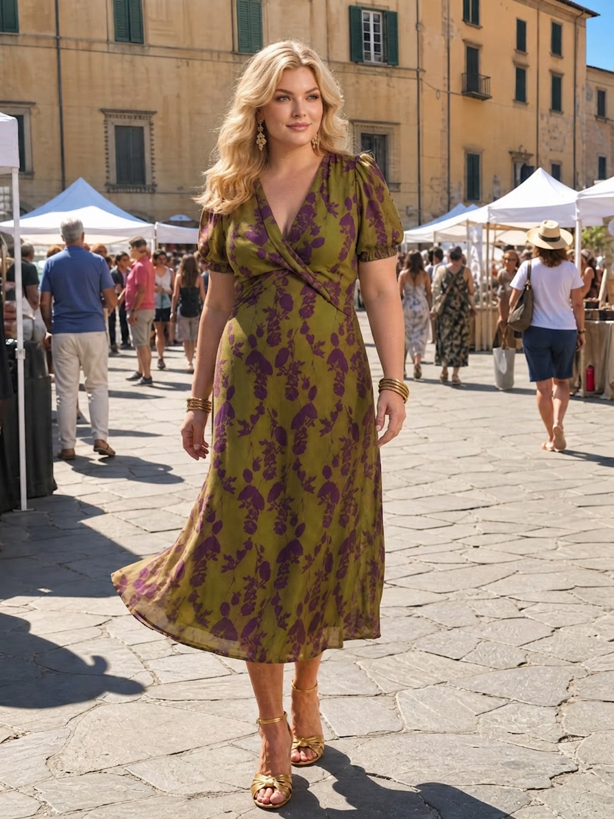 Virel | Relaxed Floral Midi Dress - Plus size model