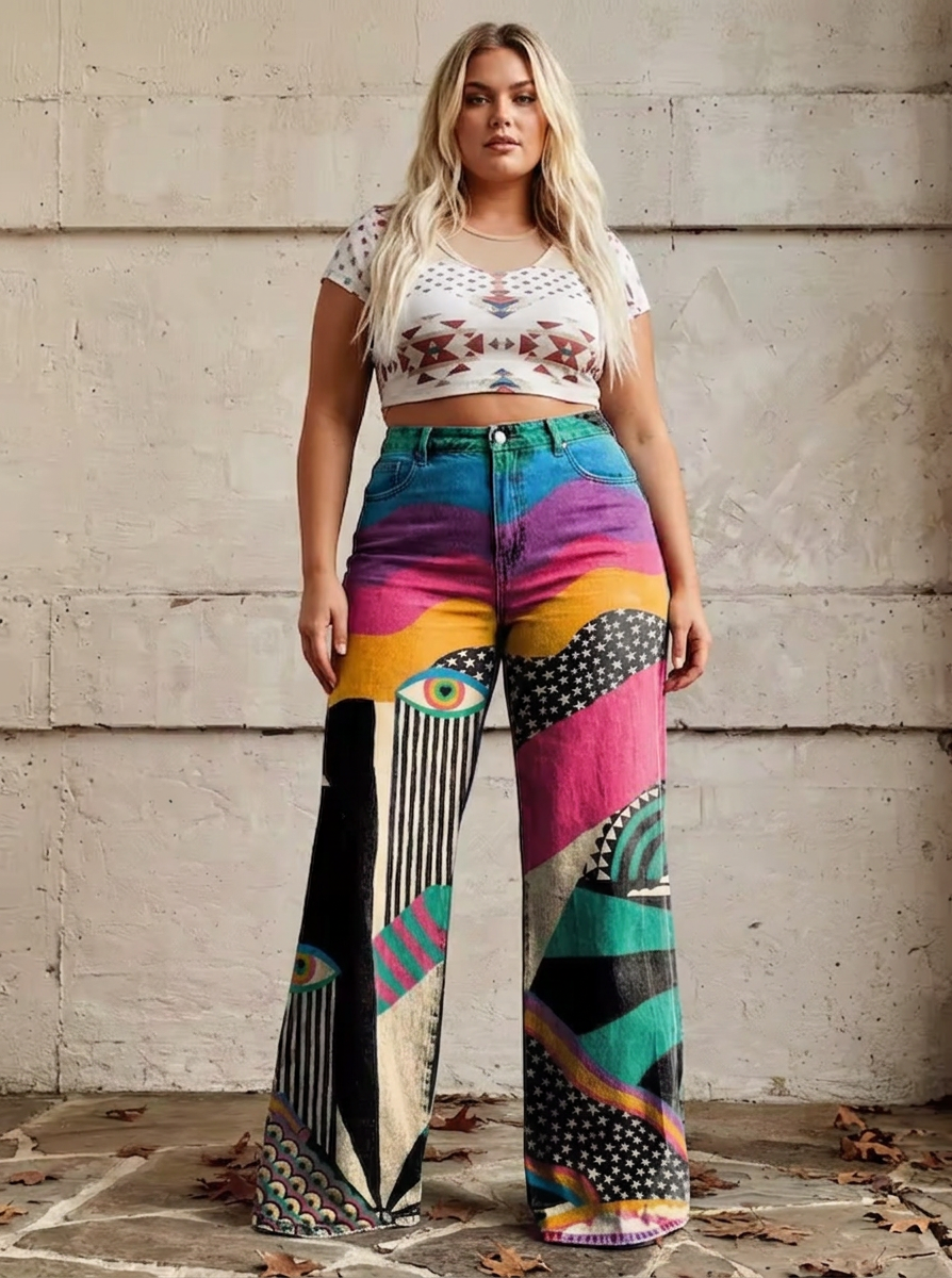 Talia - Flared Pants Boho Chic - Plus size model
