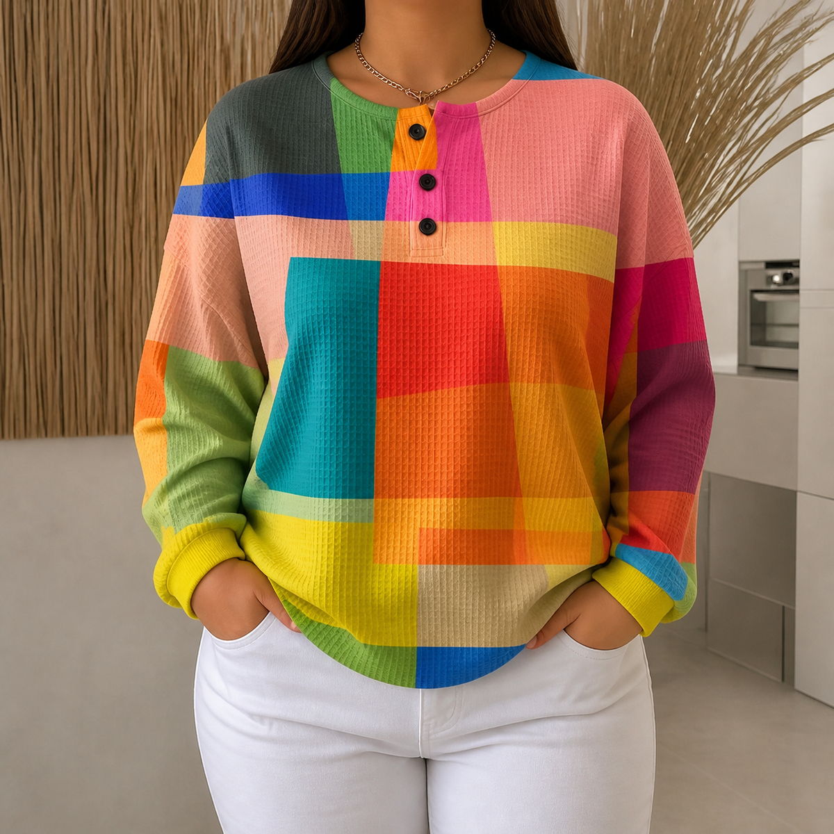 Crestine | Classic Comfort Sweater - Plus size model