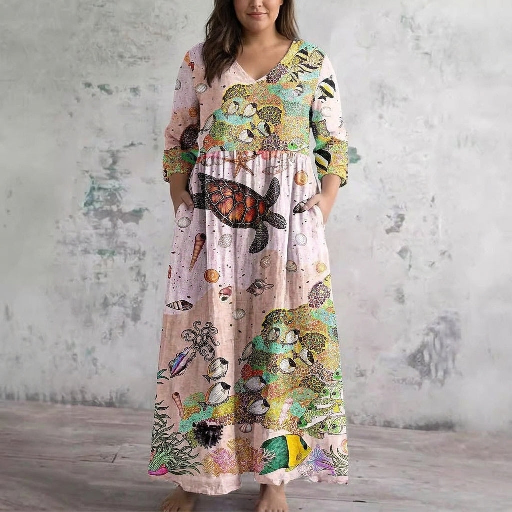 Marisella | Ocean Whimsy Maxi Dress - Plus size model