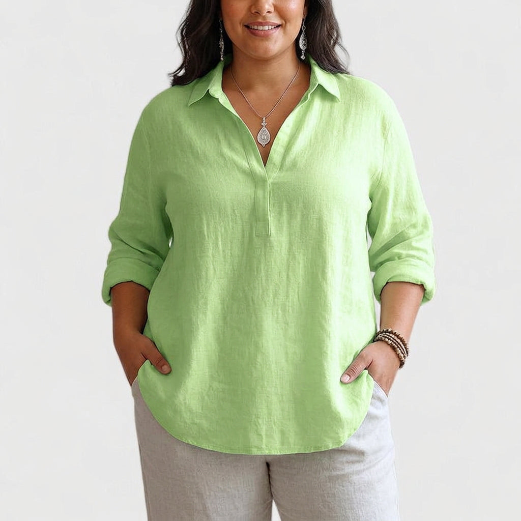 Franzina | Comfortable Linen Blouse - Plus size model