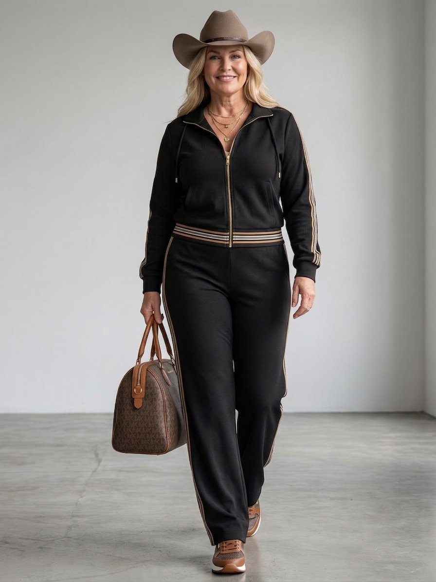 Malory | Zip Front Fitted Waist Jumpsuit - Plus size model