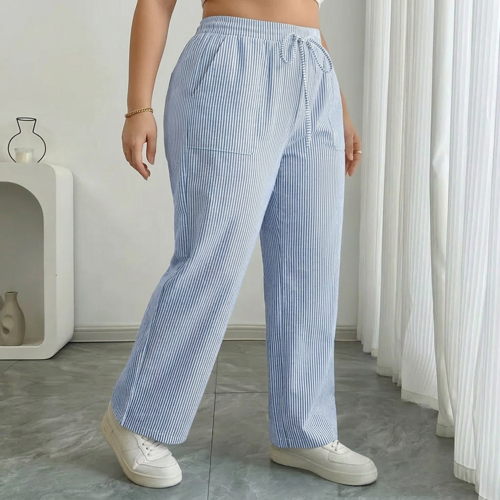 Amber | Striped Pant With Pockets - Plus size model