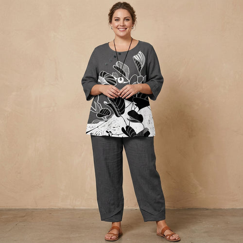 Abigail Printed Set: Effortless Everyday Comfort - Plus size model