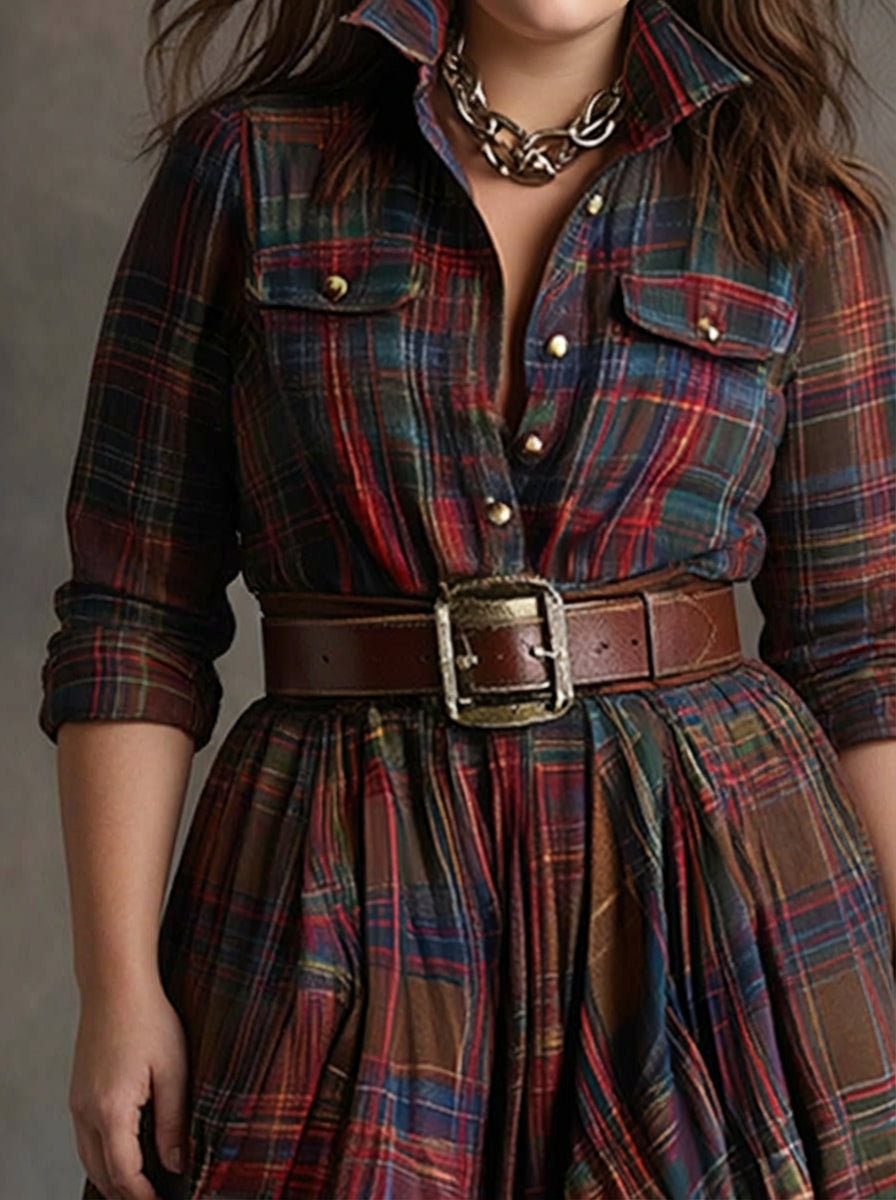 Mireline | Classic Button-Up Shirt Dress - Plus size model