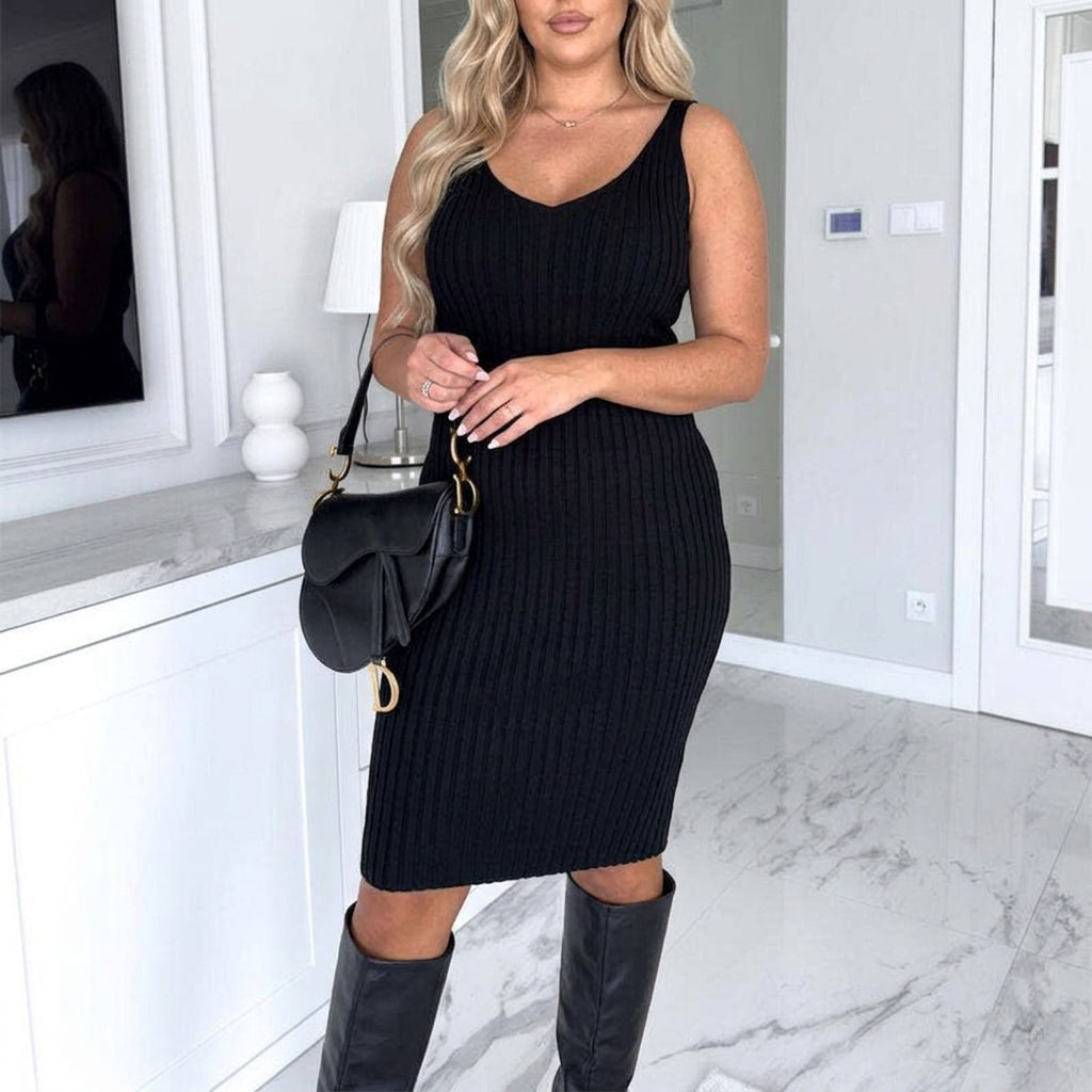 Mia | Ribbed Knit Sweater Dress Set - Plus size model