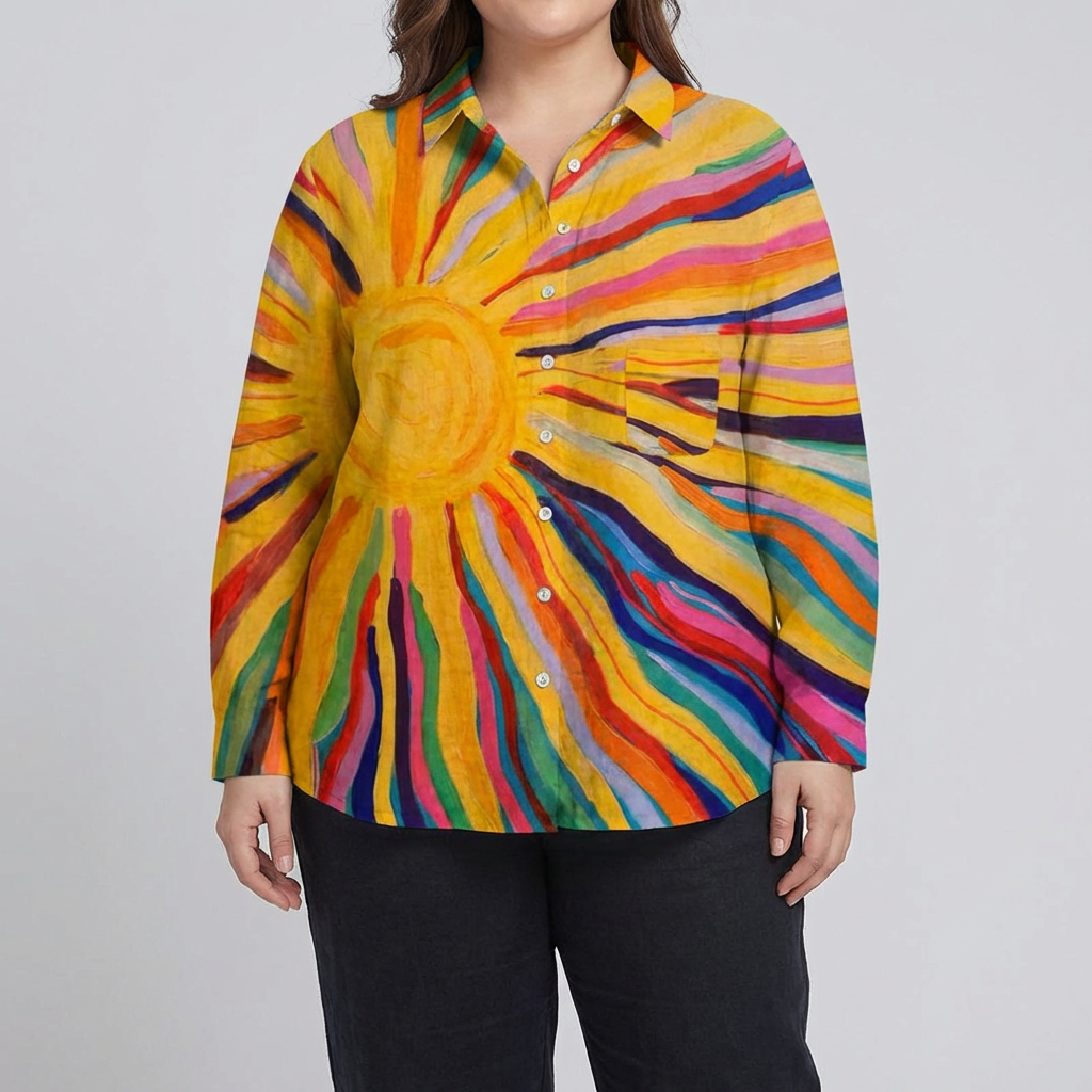 Solara | Elegant Linen Summer Blouse - Plus size model