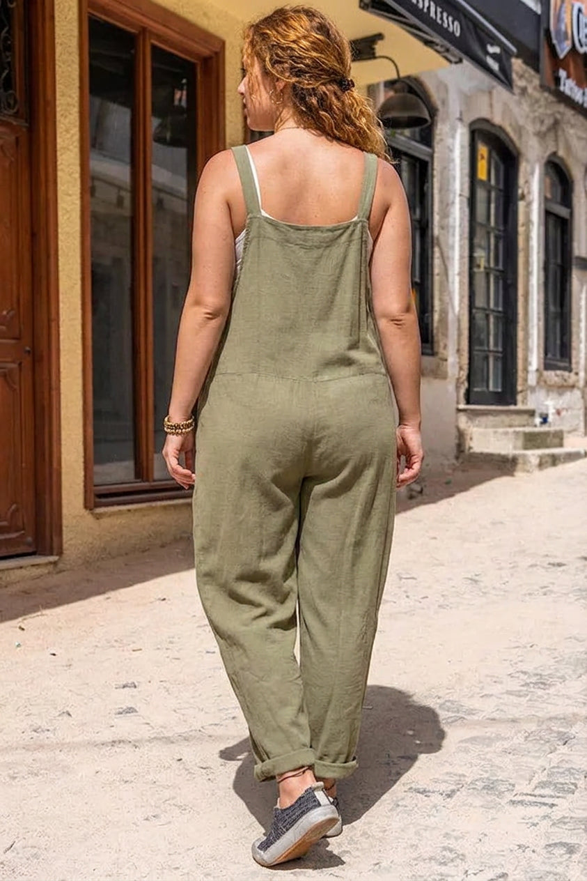 Lennon - Somewhere Sunny Pocketed Overall Jumpsuit - Plus size model