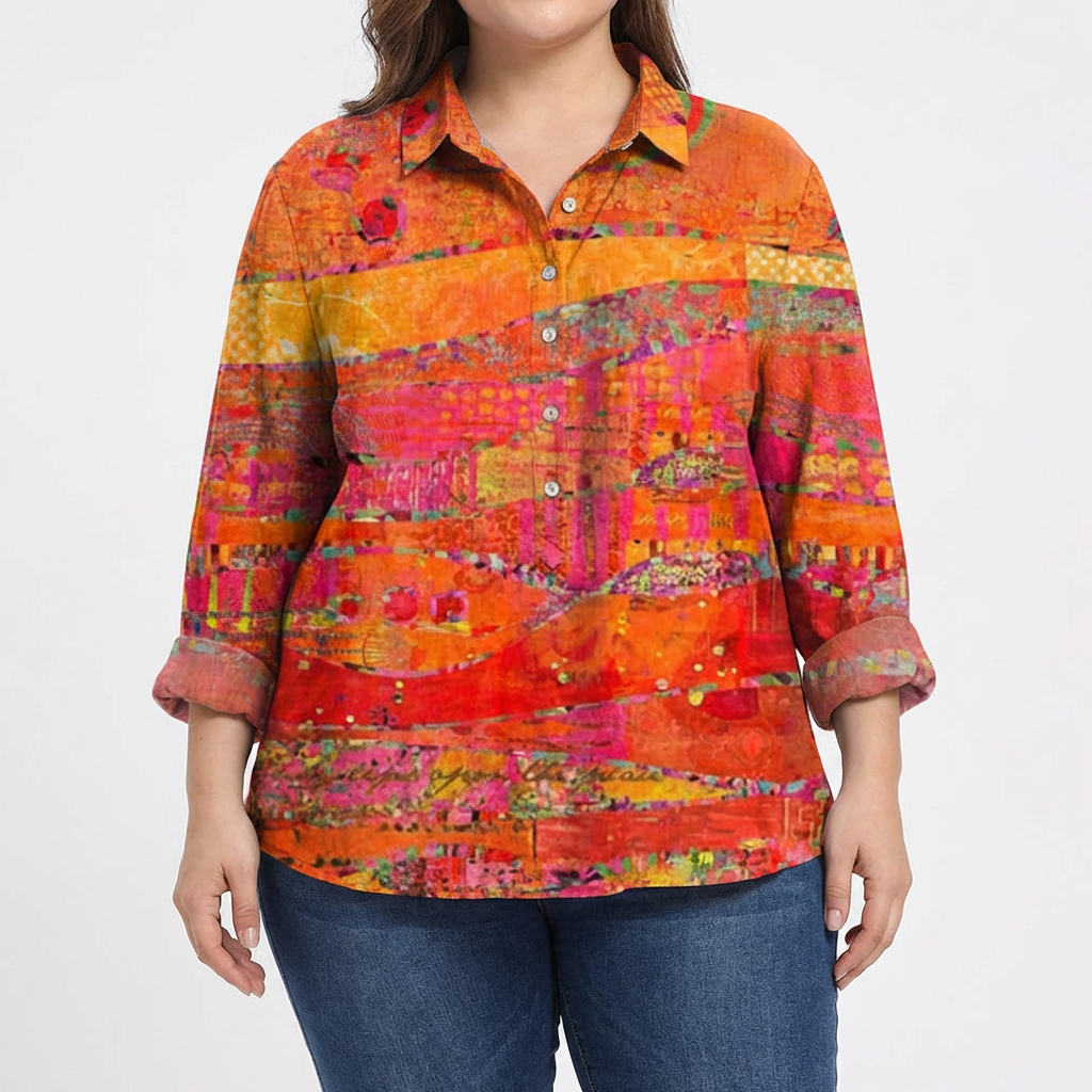 Catherine | Elegant Linen Summer Blouse - Plus size model