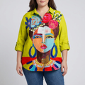 Amelia | Elegant Linen Summer Blouse - Plus size model