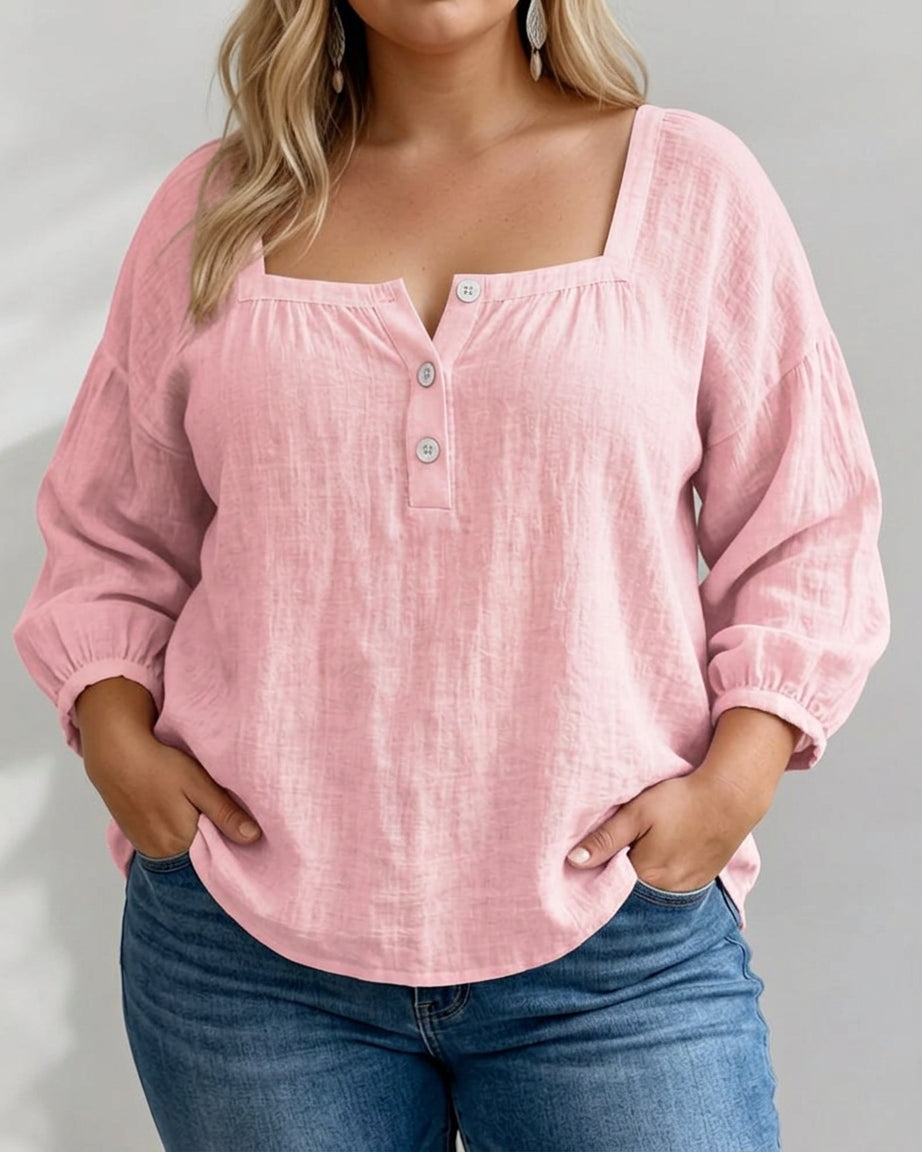 Nina | Puff Sleeve Blouse - Plus size model