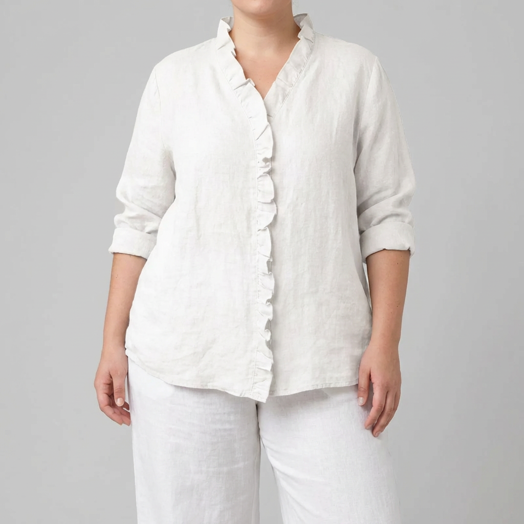 Eline | Elegant Linen Summer Blouse - Plus size model