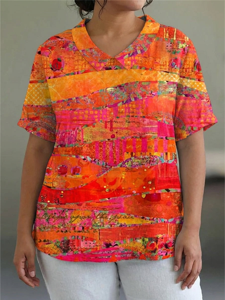 Isla | Abstract Print Shirt - Plus size model
