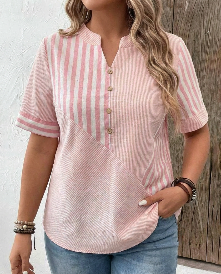 Monroe | Soft Striped Blouse - Plus size model