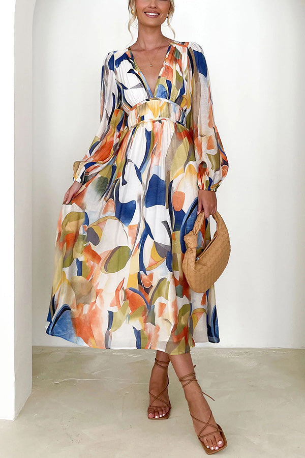 Sydney - Eclipse Season Printed Long Sleeve Flowy Maxi Dress