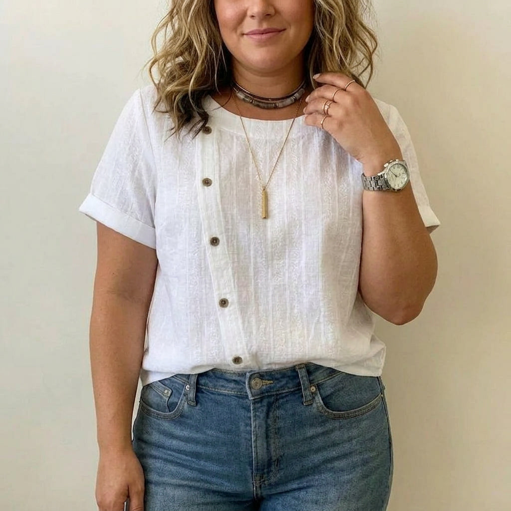 Penelope | Casual Solid Blouse - Plus size model