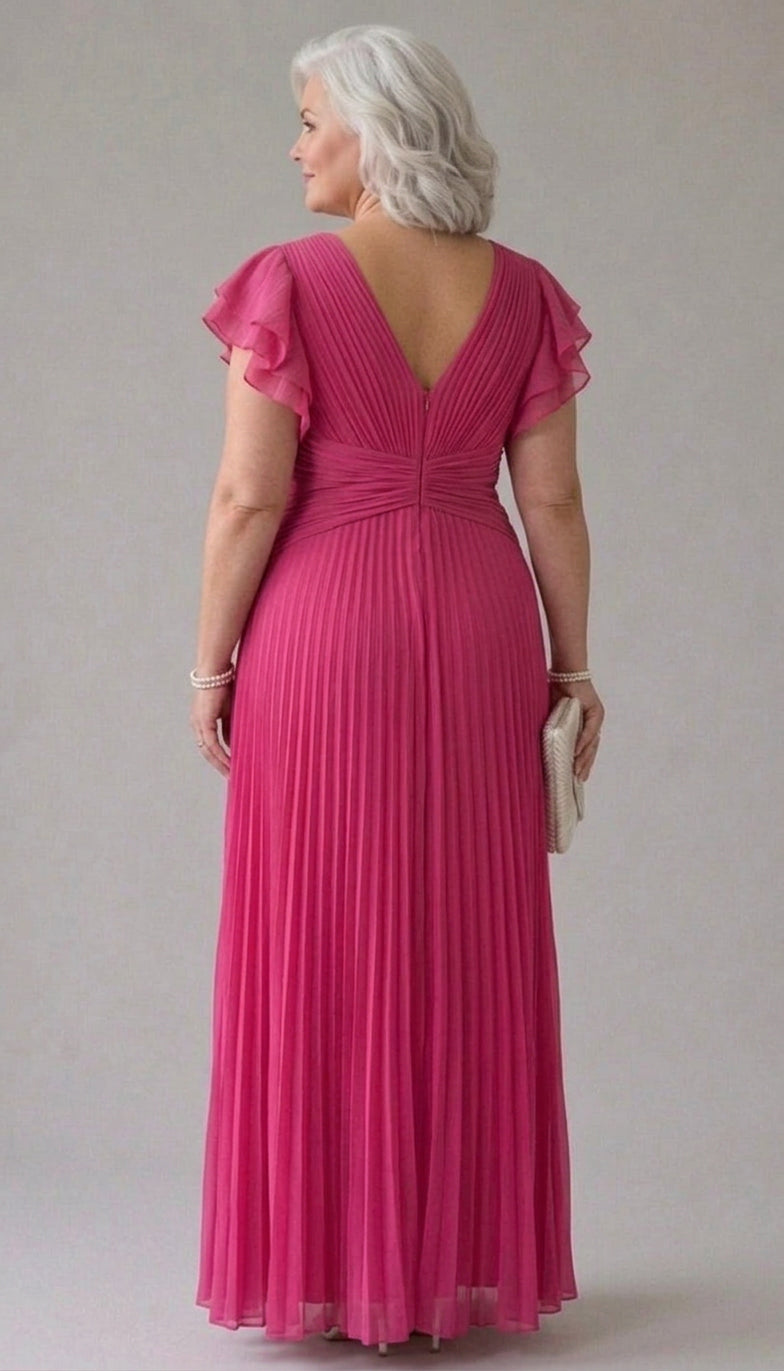 Stella & Grace™ | Pleated Evening Dress - Plus size model