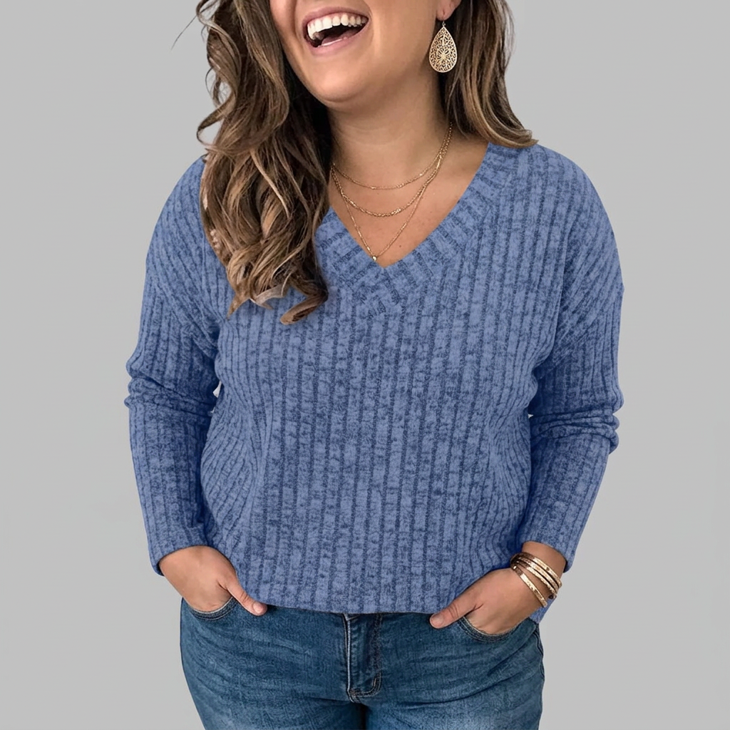Calliope | V-Neck Long Sleeve Top - Plus size model