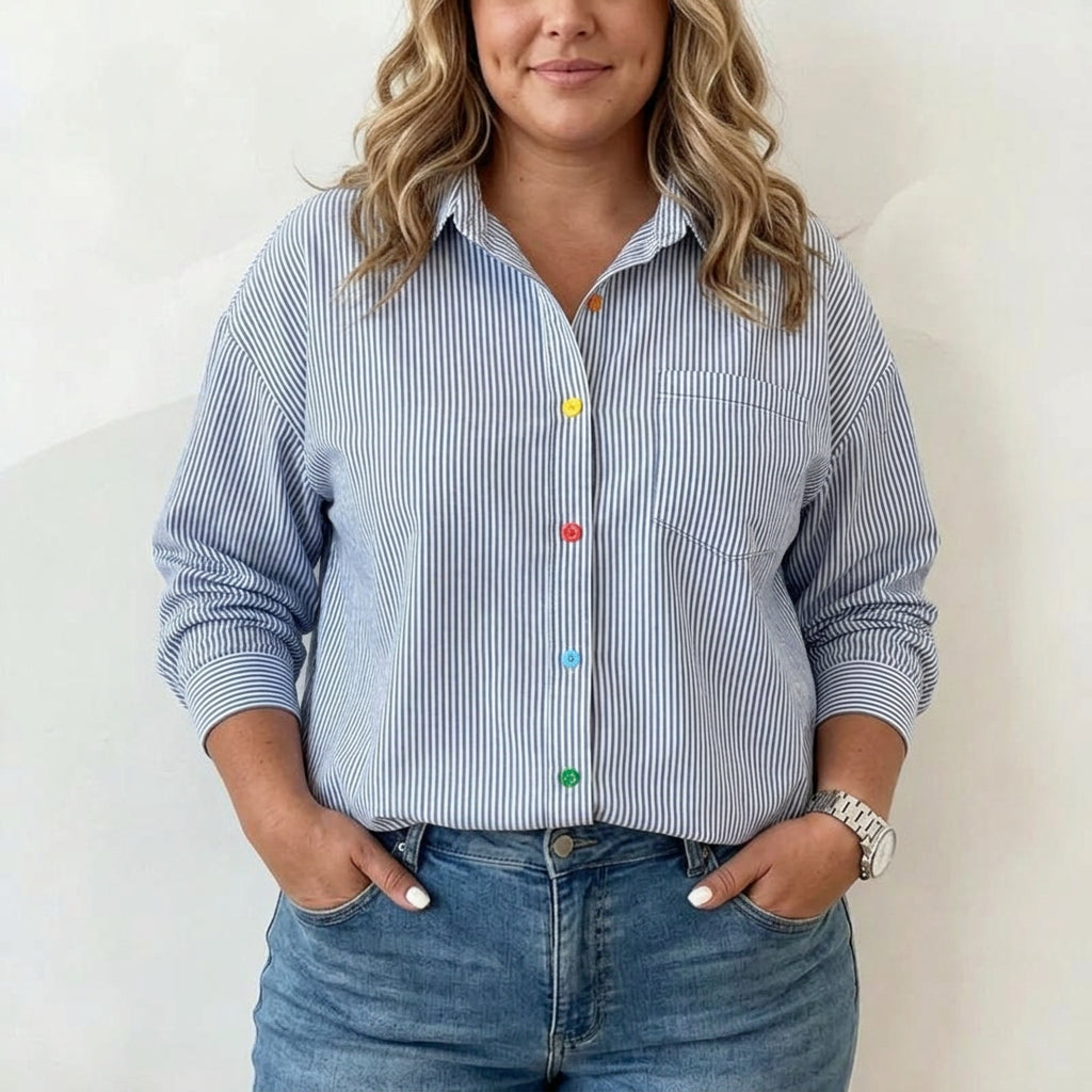 Elizabeth | Casual Striped Shirt - Plus size model