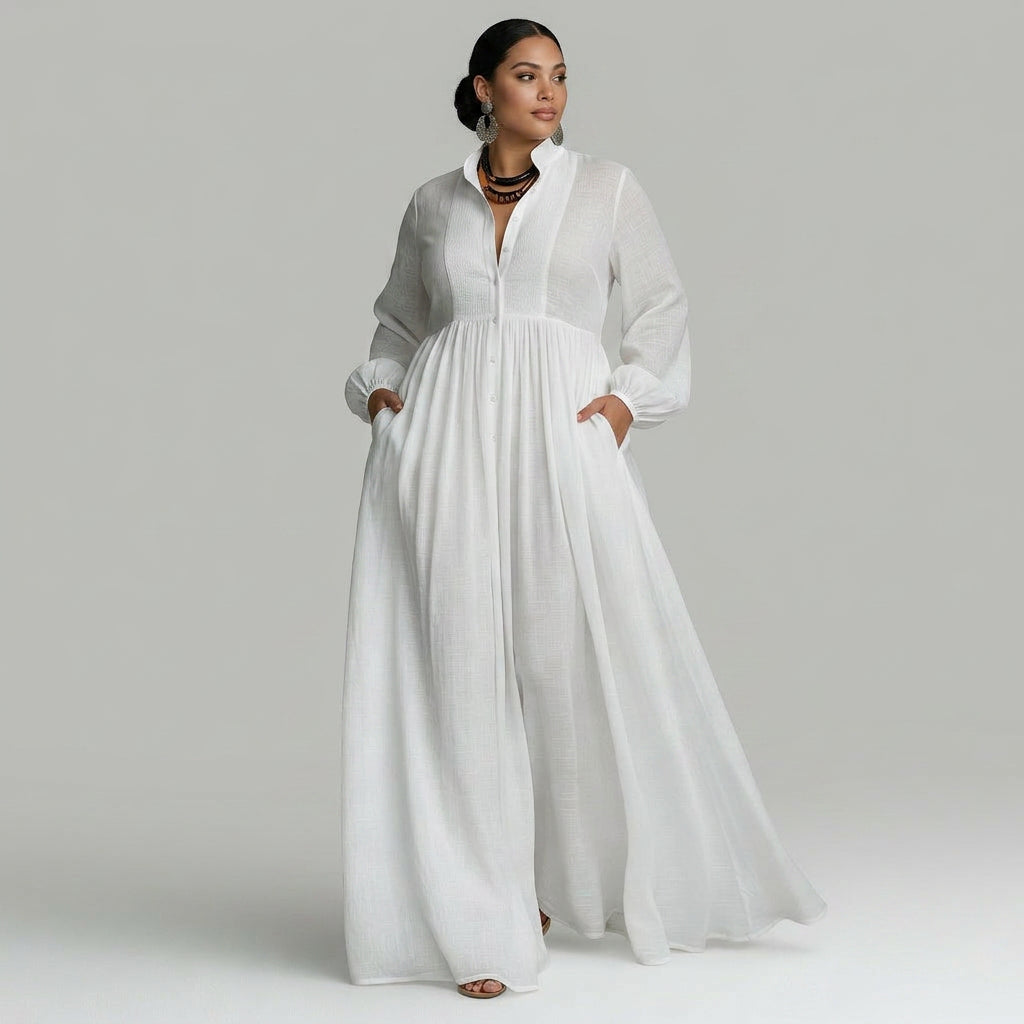 Élisa™ — Refined Minimalist Maxi Dress - Plus size model