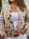 Sabrina | Vintage Floral Knit Cardigan - Plus size model