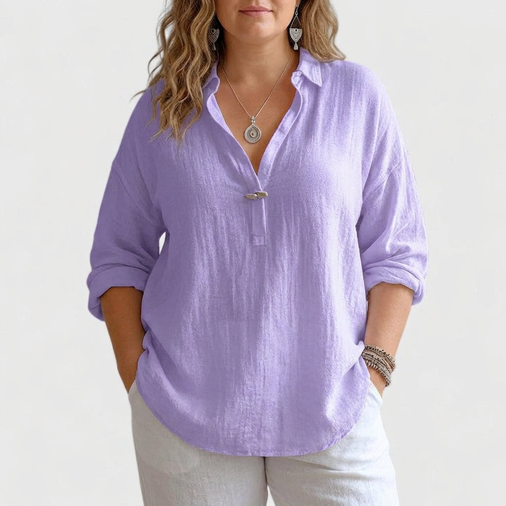 Franzina | Comfortable Linen Blouse - Plus size model
