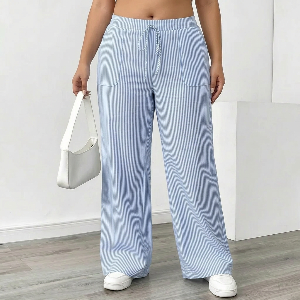 Amber | Striped Pant With Pockets - Plus size model